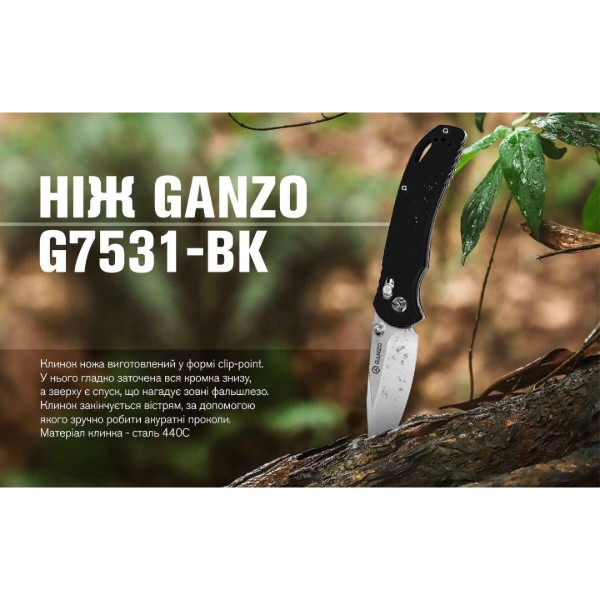 Фото - Ніж туристичний Ganzo G7531-BK
